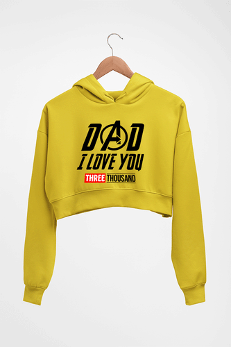 Dad I Love You 3000 Crop HOODIE FOR WOMEN-Mustard Yellow-Ektarfa.online