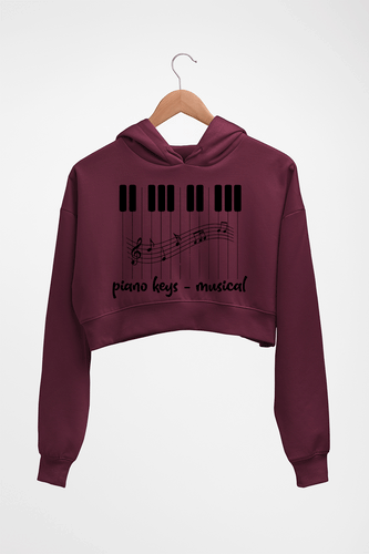 Piano Crop HOODIE FOR WOMEN-Maroon-Ektarfa.online