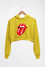 Load image into Gallery viewer, Rolling Stones Crop HOODIE FOR WOMEN-Mustard Yellow-Ektarfa.online

