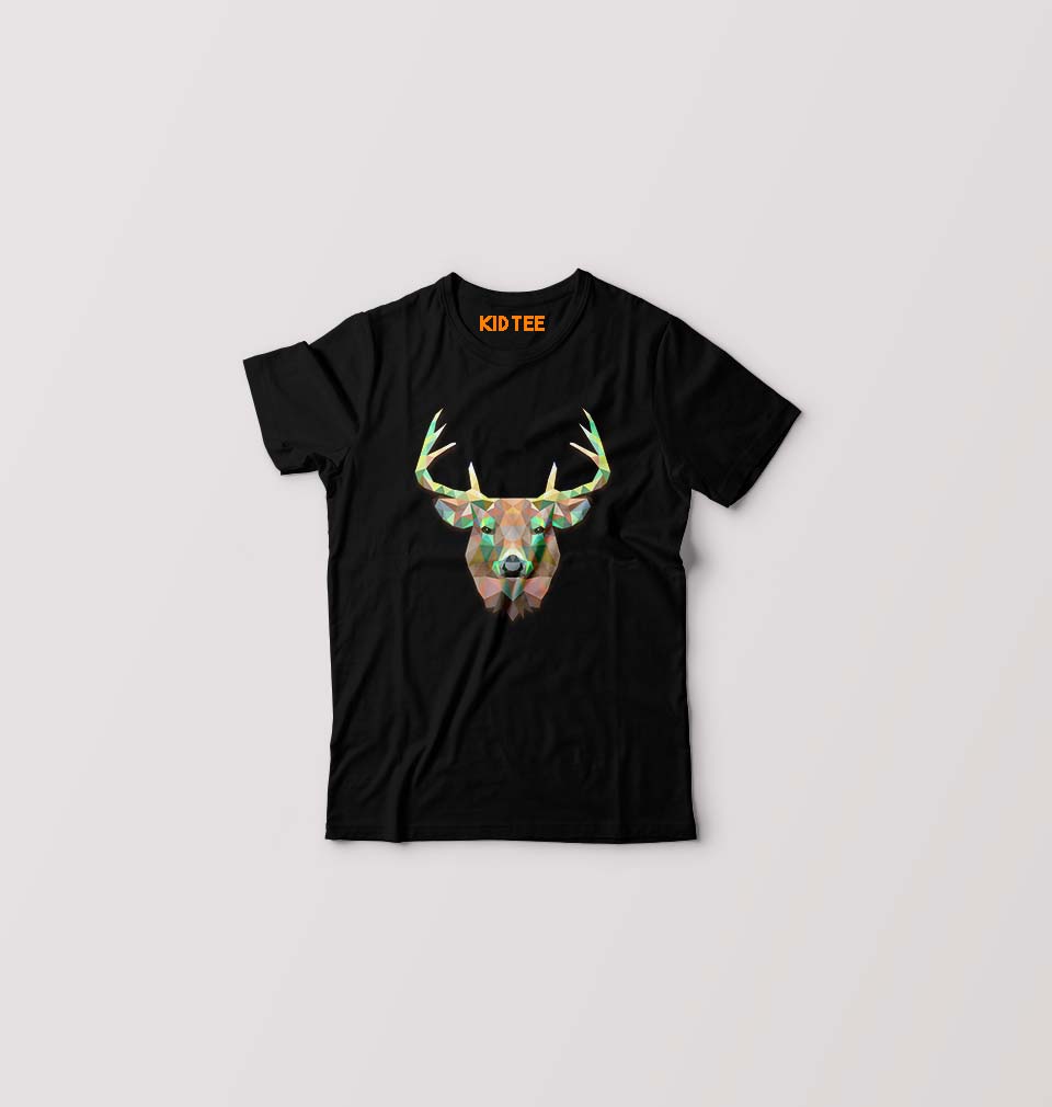 TRIANGLE_DEER Kids T-Shirt for Boy/Girl-Black-Ektarfa.online