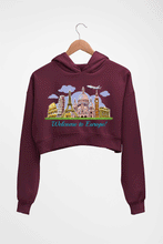 Load image into Gallery viewer, Welcome to Europe Crop HOODIE FOR WOMEN-Maroon-Ektarfa.online
