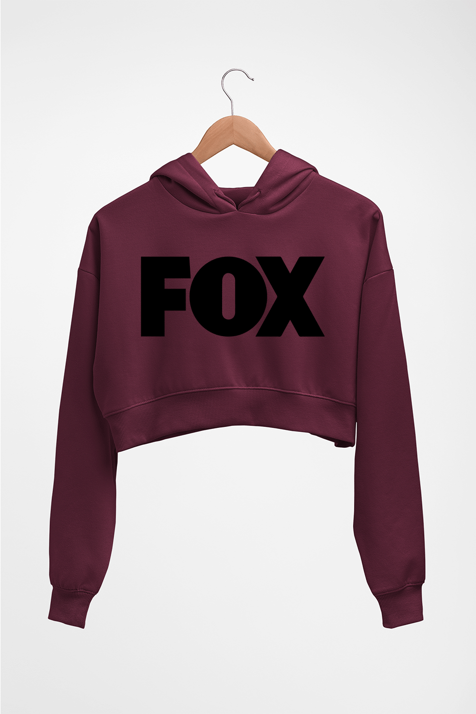 Fox Crop HOODIE FOR WOMEN-Maroon-Ektarfa.online