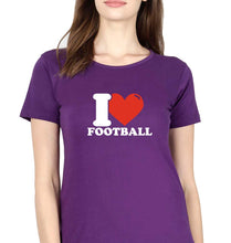 Load image into Gallery viewer, I Love Football T-Shirt for Women-Purple-Ektarfa.online
