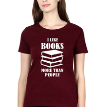 Load image into Gallery viewer, Like Books T-Shirt for Women-Maroon-Ektarfa.online
