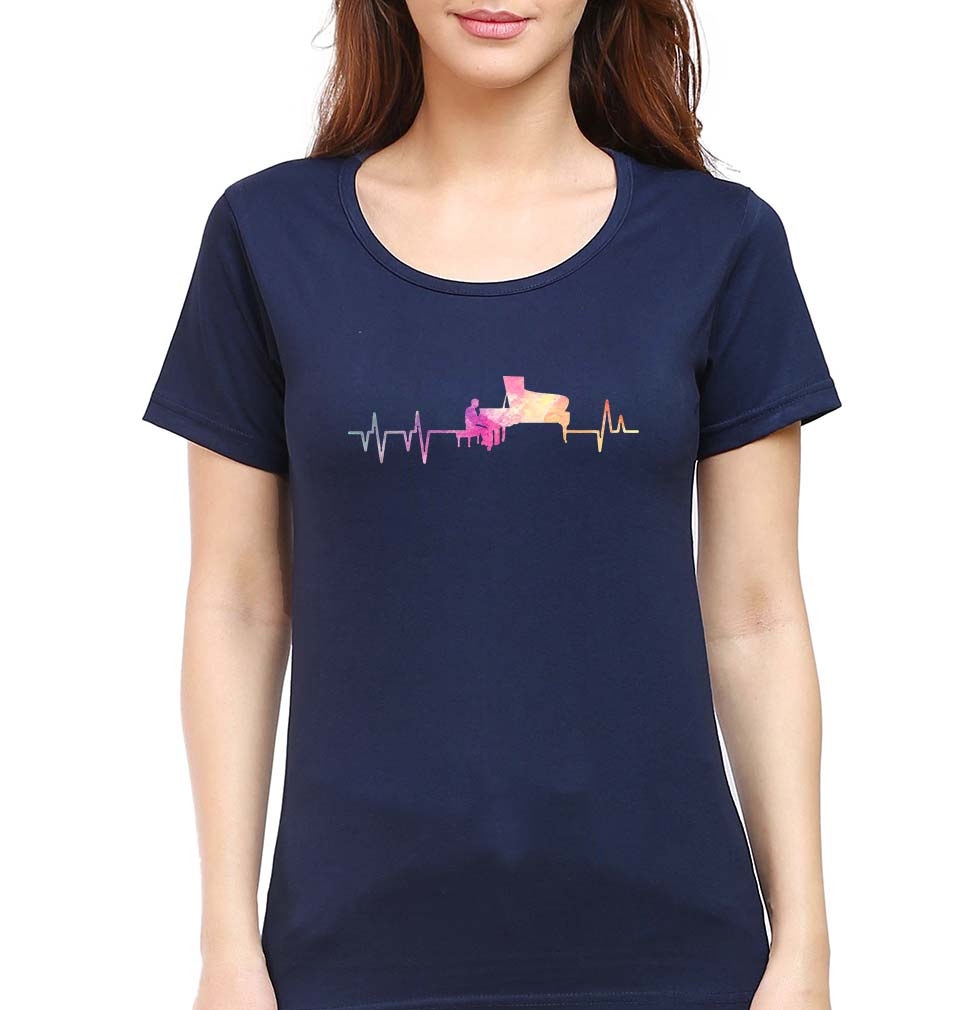 Piano T-Shirt for Women-Navy Blue-Ektarfa.online