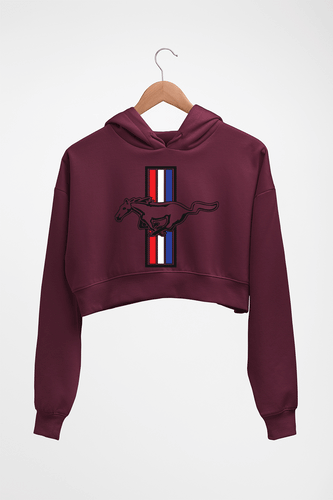 Ford Mustang Crop HOODIE FOR WOMEN-Maroon-Ektarfa.online