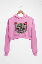 Load image into Gallery viewer, Psychedelic Cat Crop HOODIE FOR WOMEN-Light Baby Pink-Ektarfa.online
