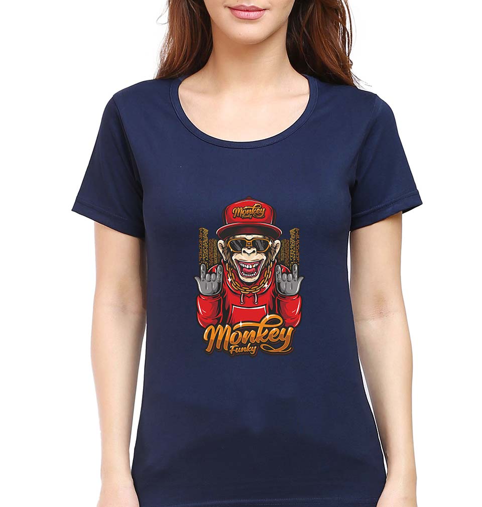 Hip Hop Monkey T-Shirt for Women-Navy Blue-Ektarfa.online