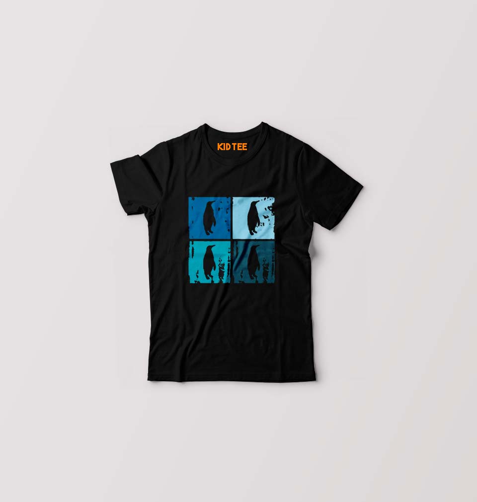 Penguins Kids T-Shirt for Boy/Girl-Black-Ektarfa.online