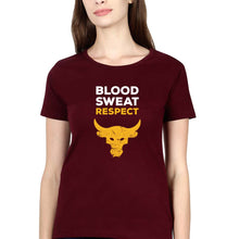Load image into Gallery viewer, Blood Sweat Respect Gym T-Shirt for Women-Maroon-Ektarfa.online
