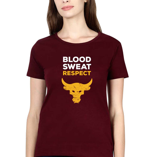 Blood Sweat Respect Gym T-Shirt for Women-Maroon-Ektarfa.online