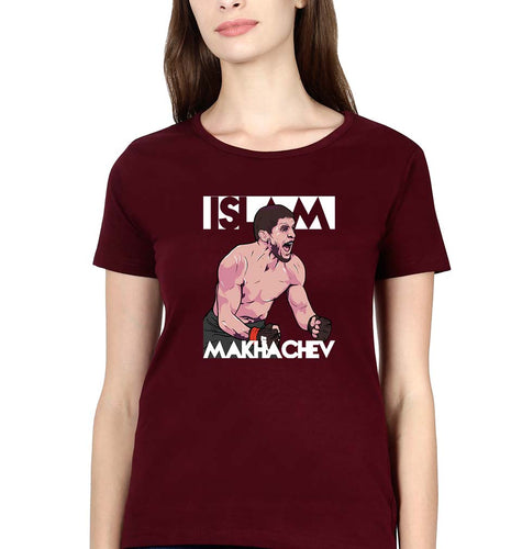 Islam Makhachev T-Shirt for Women-Maroon-Ektarfa.online