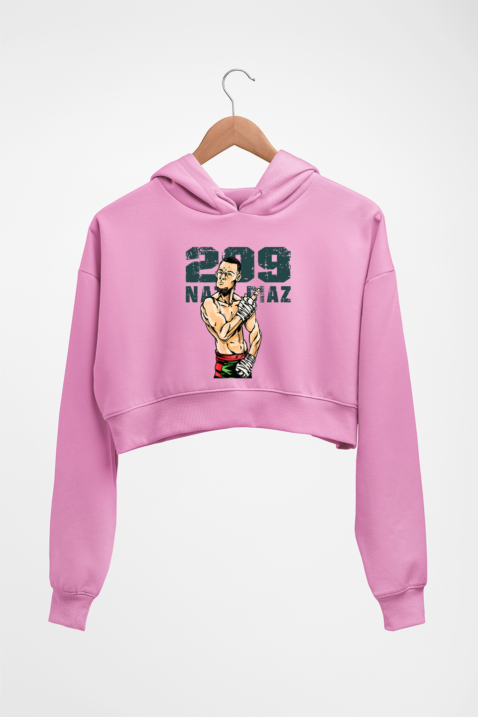 Nate Diaz UFC Crop HOODIE FOR WOMEN-Light Baby Pink-Ektarfa.online