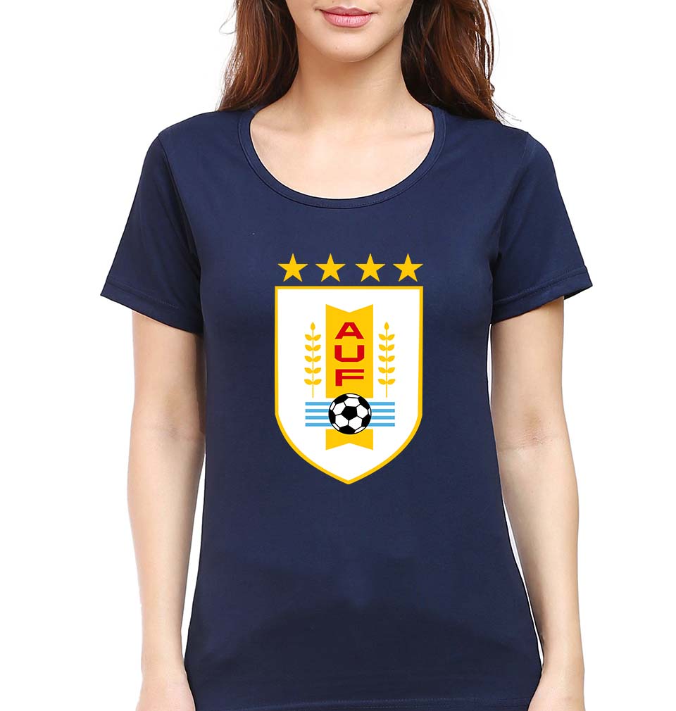 Uruguay Football T-Shirt for Women-Navy Blue-Ektarfa.online