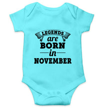 Load image into Gallery viewer, Legends are Born in November Kids Romper For Baby Boy/Girl-0-5 Months(18 Inches)-Sky Blue-Ektarfa.online
