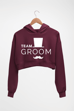 Load image into Gallery viewer, Team Groom Crop HOODIE FOR WOMEN-Maroon-Ektarfa.online
