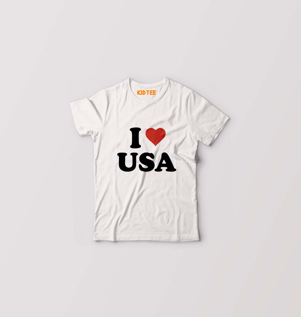 I Love USA Kids T-Shirt for Boy/Girl-White-Ektarfa.online