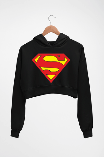 Superman Crop HOODIE FOR WOMEN-Black-Ektarfa.online