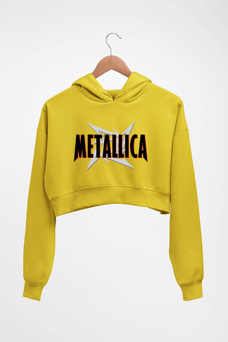 Metallica Crop HOODIE FOR WOMEN-Mustard Yellow-Ektarfa.online