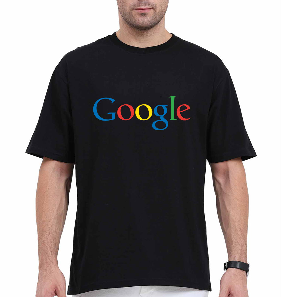 Google Oversized T-Shirt for Men-Black-Ektarfa.online
