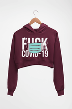 Load image into Gallery viewer, Fuck Covid Crop HOODIE FOR WOMEN-Maroon-Ektarfa.online
