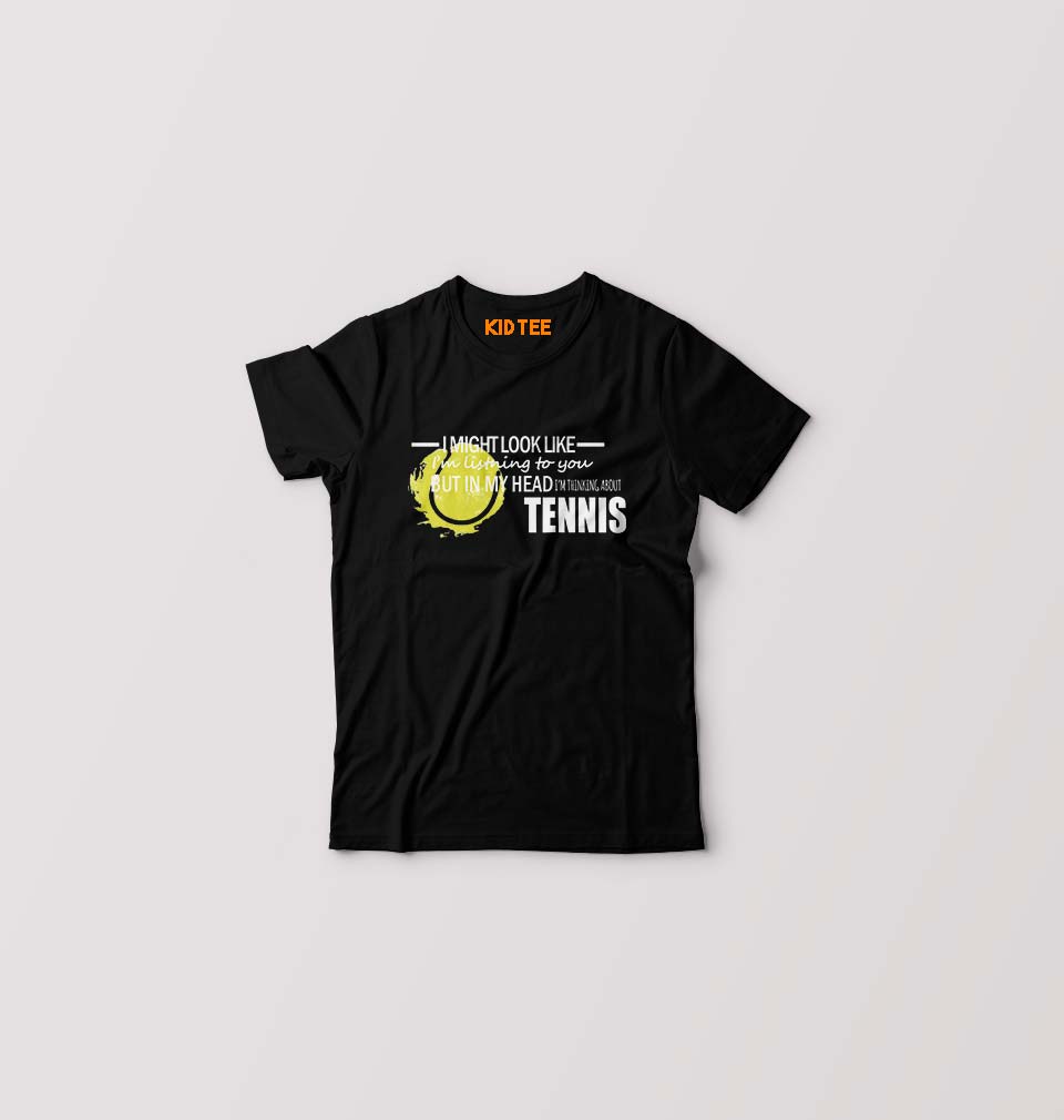Tennis Kids T-Shirt for Boy/Girl-Black-Ektarfa.online