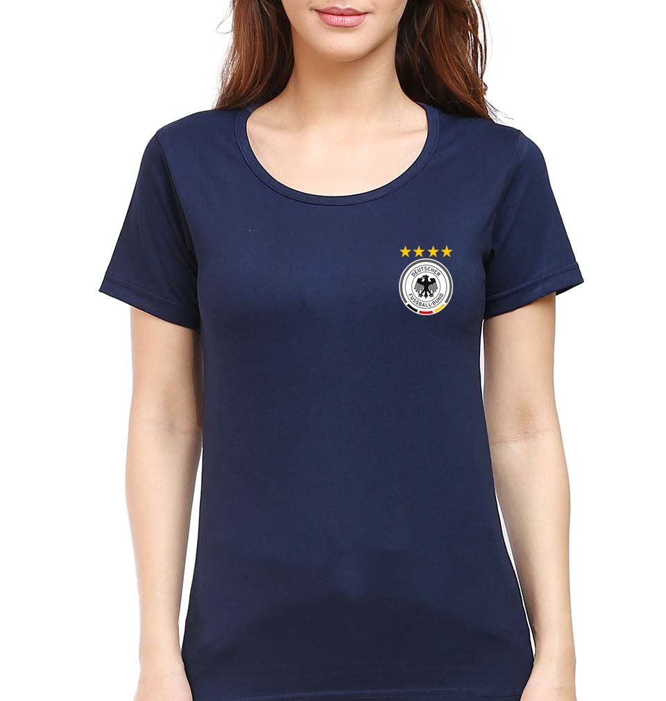 Germany Football T-Shirt for Women-Navy Blue-Ektarfa.online