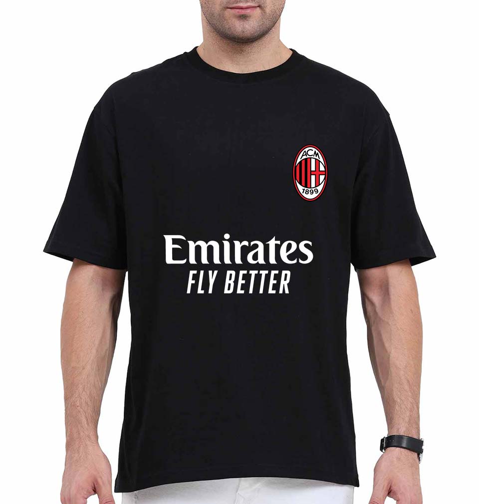 A.C. Milan 2021-22 Oversized T-Shirt for Men-Black-Ektarfa.online