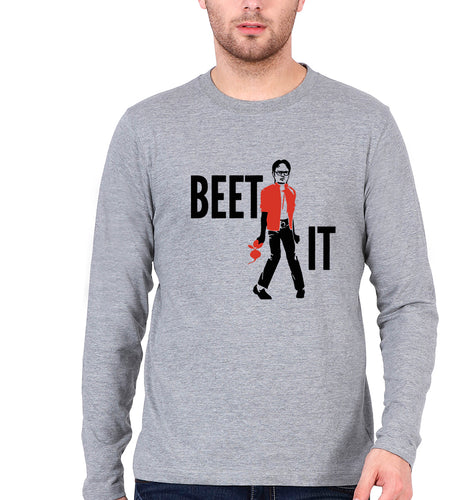 Dwight Schrute Full Sleeves T-Shirt for Men-Grey Melange-Ektarfa.online