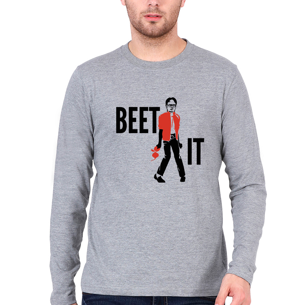Dwight Schrute Full Sleeves T-Shirt for Men-Grey Melange-Ektarfa.online