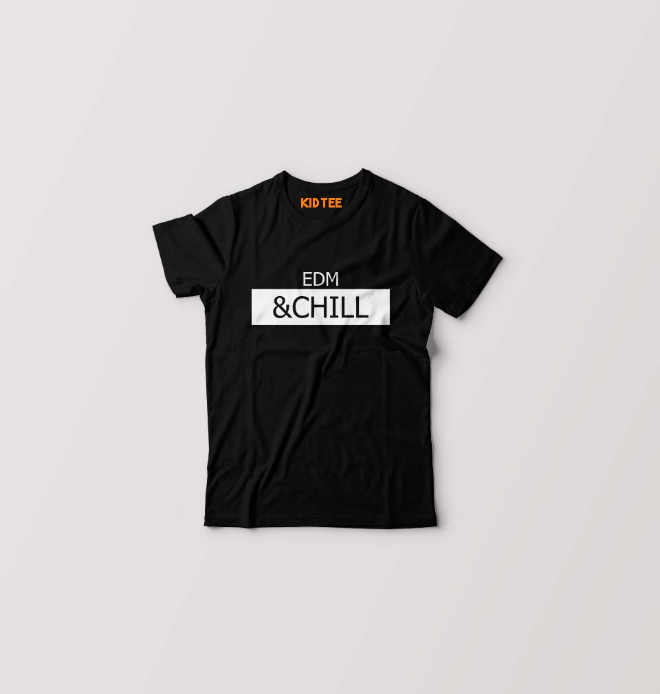 EDM & CHILL Kids T-Shirt for Boy/Girl-Black-Ektarfa.online