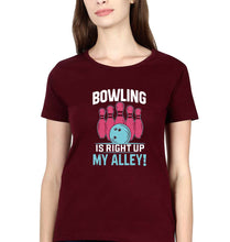 Load image into Gallery viewer, Bowling T-Shirt for Women-Maroon-Ektarfa.online
