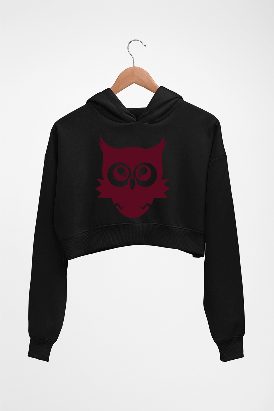Cute Baby Owl Crop HOODIE FOR WOMEN-Black-Ektarfa.online