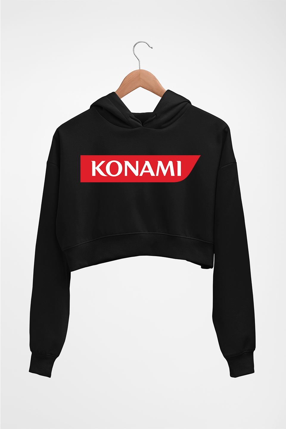 Konami Crop HOODIE FOR WOMEN-Black-Ektarfa.online
