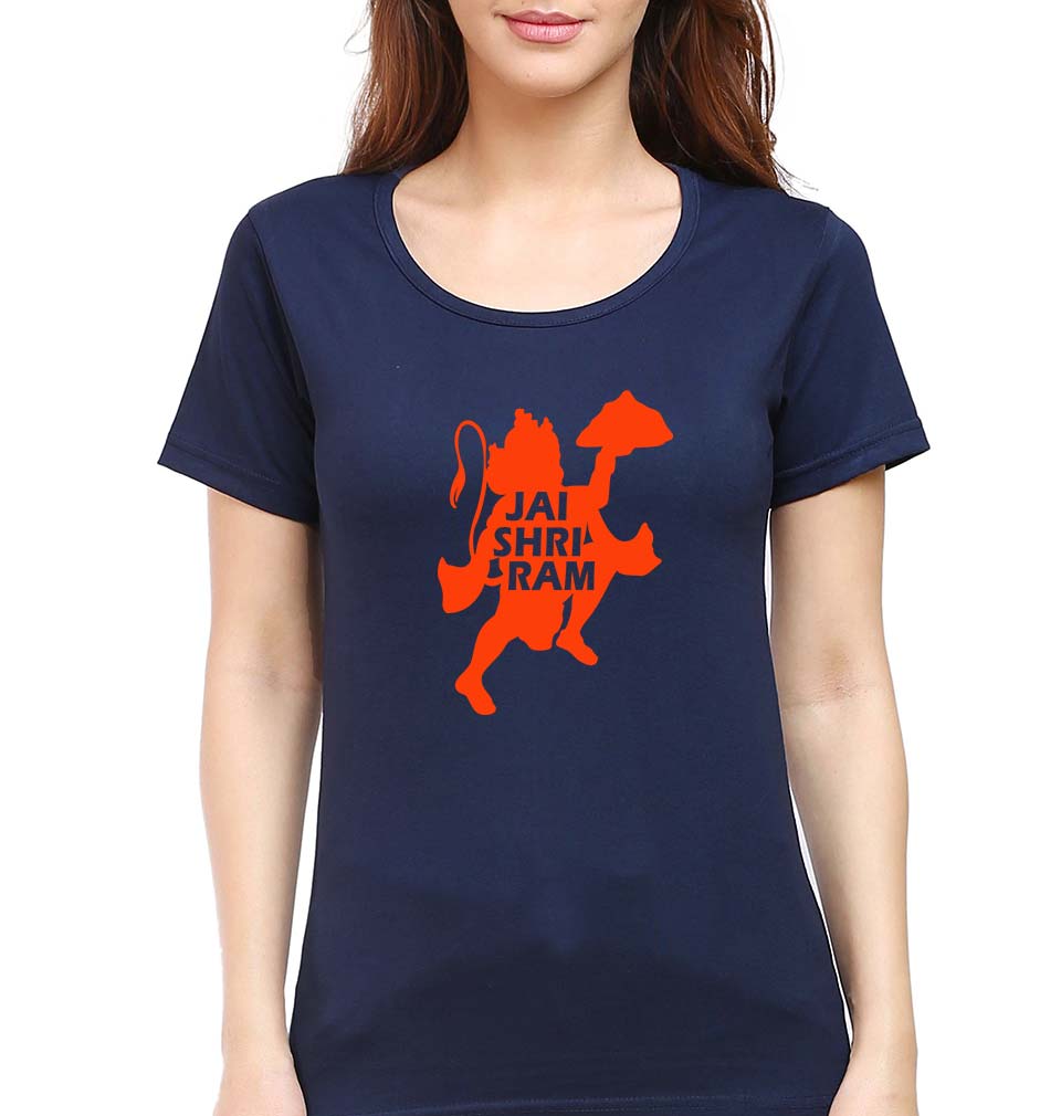 Hanuman Ji (God) T-Shirt for Women-Navy Blue-Ektarfa.online
