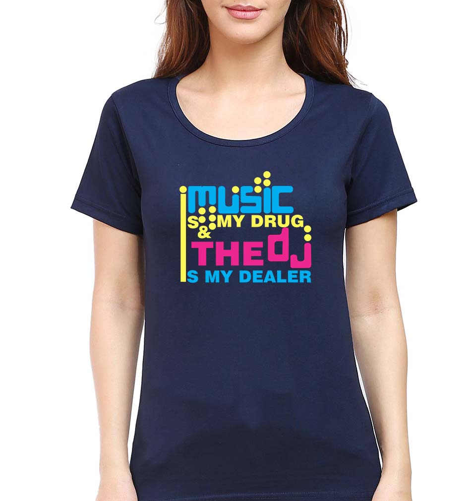 Music T-Shirt for Women-Navy Blue-Ektarfa.online