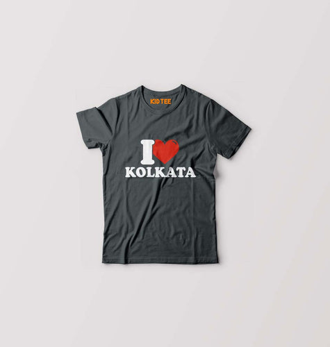 I Love Kolkata Kids T-Shirt for Boy/Girl-Steal Grey-Ektarfa.online