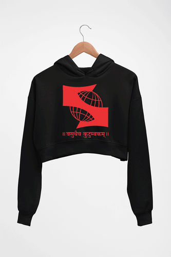Symbiosis University Crop HOODIE FOR WOMEN-Black-Ektarfa.online