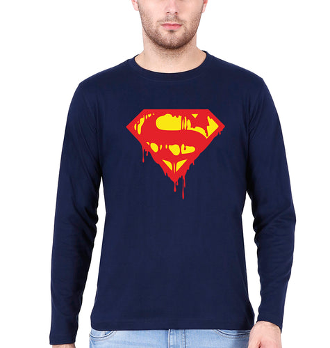 Superman Full Sleeves T-Shirt for Men-Navy Blue-Ektarfa.online
