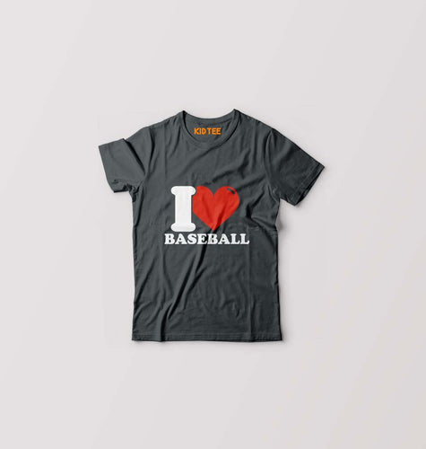 I Love Baseball Kids T-Shirt for Boy/Girl-Steal Grey-Ektarfa.online