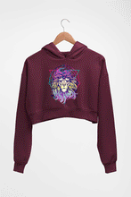 Load image into Gallery viewer, Psychedelic Lion Crop HOODIE FOR WOMEN-Maroon-Ektarfa.online
