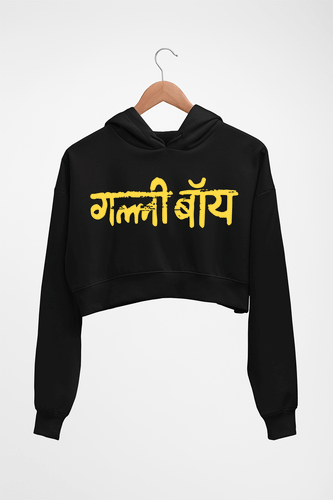Gully Boy Crop HOODIE FOR WOMEN-Black-Ektarfa.online