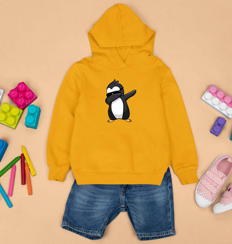 Dab Penguin Kids Hoodie for Boy/Girl-Mustard Yellow-Ektarfa.online