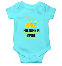 Load image into Gallery viewer, Kings Are Born In April Kids Romper For Baby Boy/Girl-0-5 Months(18 Inches)-Sky Blue-Ektarfa.online
