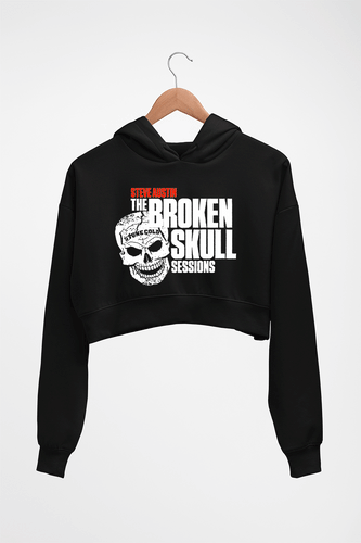 Stone Cold Steve Austin (WWE) Crop HOODIE FOR WOMEN-Black-Ektarfa.online
