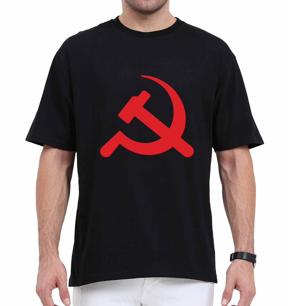 Communist party Oversized T-Shirt for Men-Black-Ektarfa.online