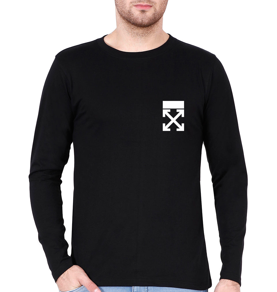 off White logo Full Sleeves T-Shirt for Men-Black-Ektarfa.online