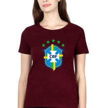 Load image into Gallery viewer, Brazil Football T-Shirt for Women-Maroon-Ektarfa.online
