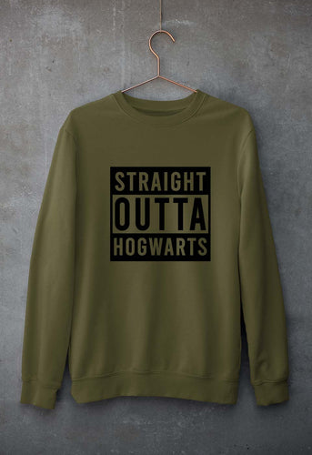 Harry Potter Hogwarts Unisex Sweatshirt for Men/Women-S(40 Inches)-Olive Green-Ektarfa.online