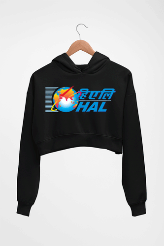 Hindustan Aeronautics Limited (HAL) Crop HOODIE FOR WOMEN-Black-Ektarfa.online